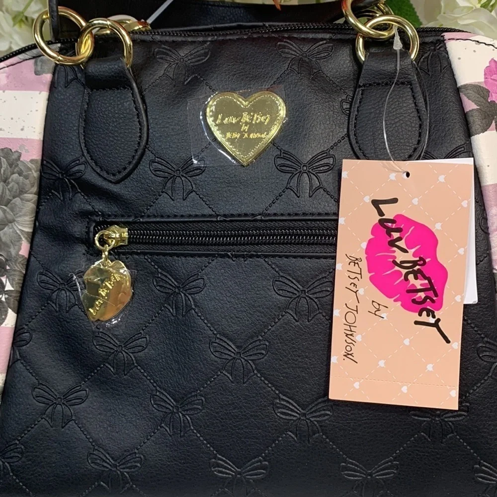 BETSEY JOHNSON BLACK,GREY, N PINK LUV BETSEY SATCHEL - Picture 3 of 8
